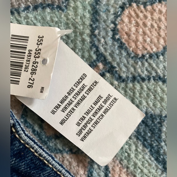 🔥🔥NWT Hollister Sunset Ultra High-Rise Stacked Vintage Straight Blue Ombre Jeans - Picture 9 of 9
